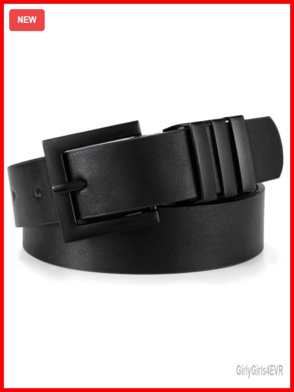 Plus Size PU Leather Belt Square Gold Buckle Women Jeans Dress Waist Belt